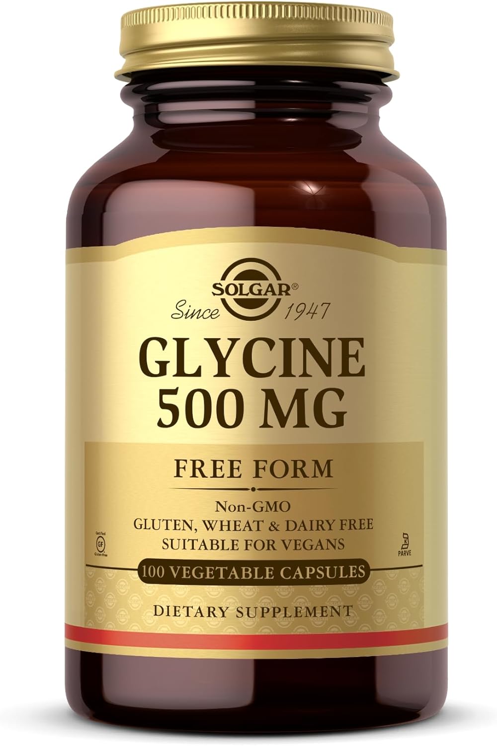 Solgar Glycine 500 mg Capsules - Non-GMO, Vegan, Gluten Free - 100 Servings