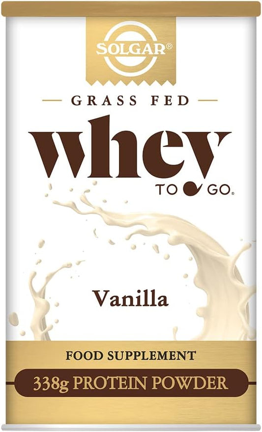 Solgar Grass-Fed Whey Protein Powder Vanilla 11.9 oz - 20g Protein from New Zealand Cows - Supports Strength & Recovery - 13 Servings