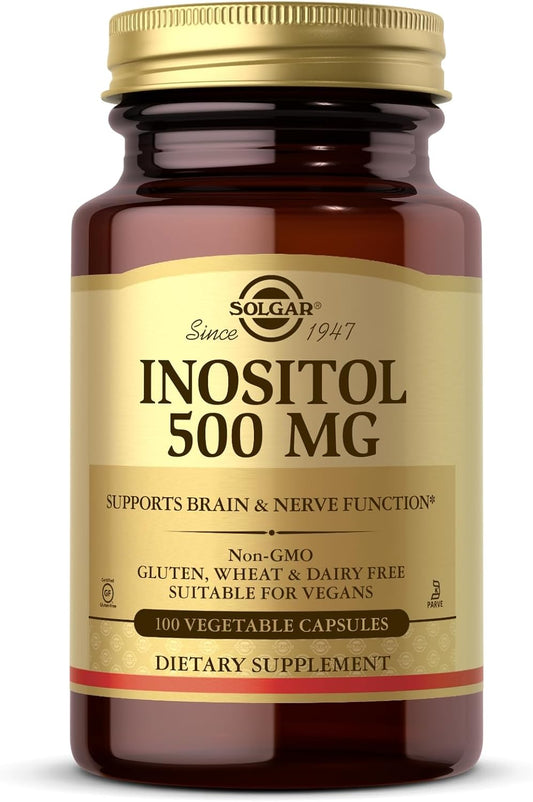 Solgar Inositol 500 mg Capsules - 100 Count - Promotes Cellular Function & Cognitive Health - Vegan, Gluten Free, Dairy Free, Kosher - 100 Servings