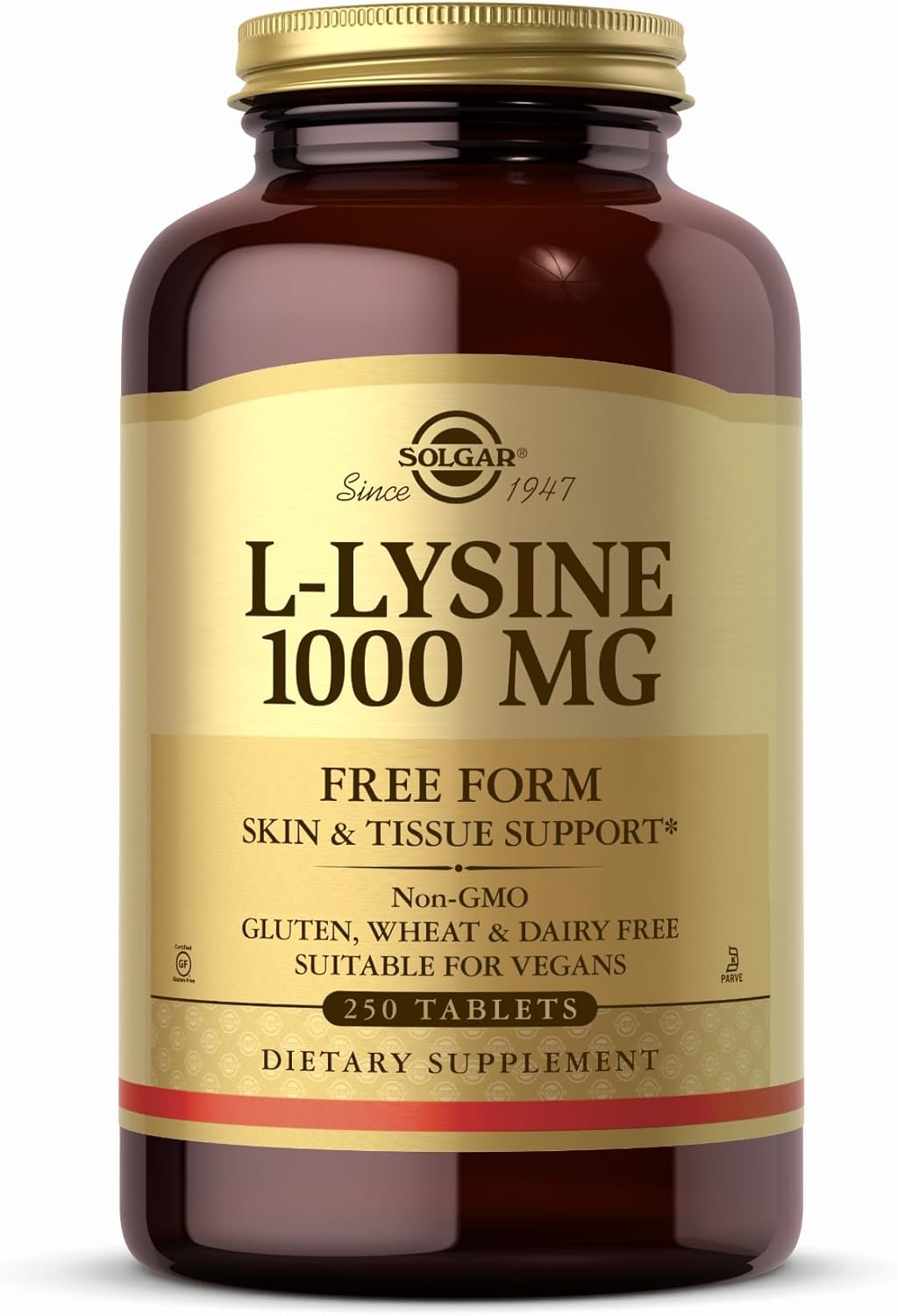 Solgar L-Lysine 1000mg Tablets for Skin & Tissue Support - Non-GMO, Vegan, Kosher, Gluten Free - 250 Servings - BoostGo Australia
