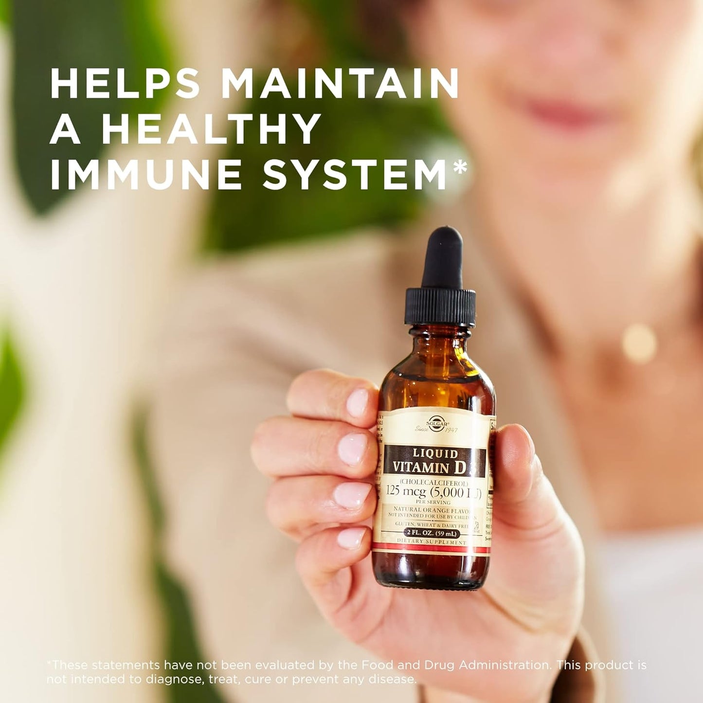 Solgar Liquid Vitamin D3 125 mcg (5,000 IU), Orange Flavor - Bone & Teeth Health, Immune Support - Gluten & Dairy Free - 59 Servings