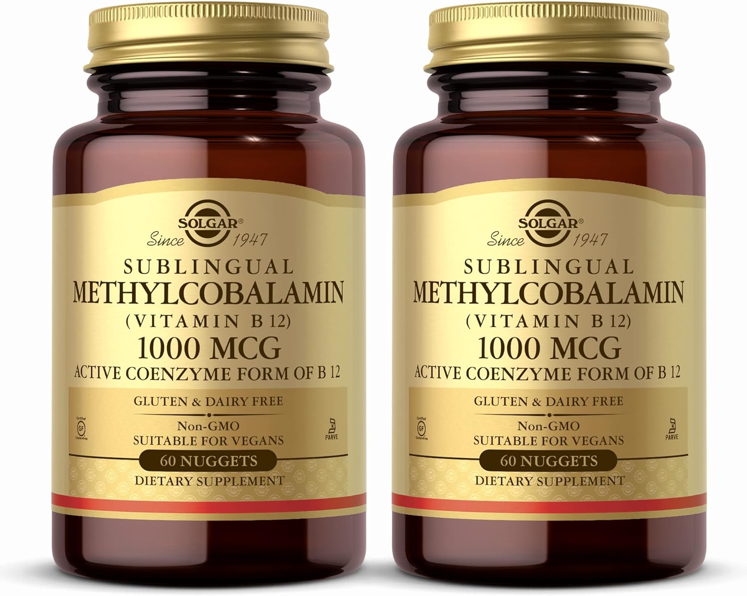 Solgar Methylcobalamin Nuggets 1000 mcg - 60 Count x 2 Packs - Energy Metabolism Support - Non-GMO, Vegan, Gluten Free, Dairy Free, Kosher - 120 Servings Total