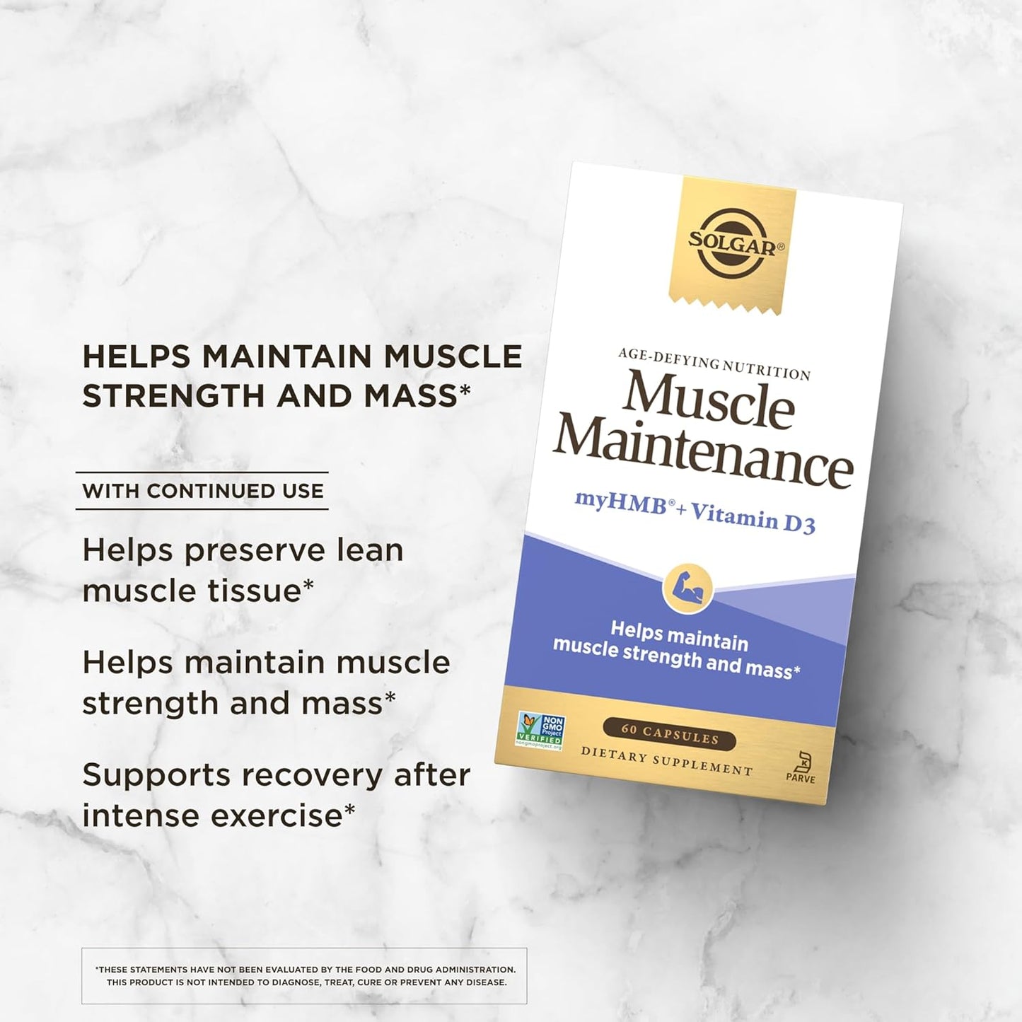 Solgar Muscle Maintenance HMB Supplement with Vitamin D for Men & Women - Supports Muscle Mass, Gluten & Soy Free - 20 Servings