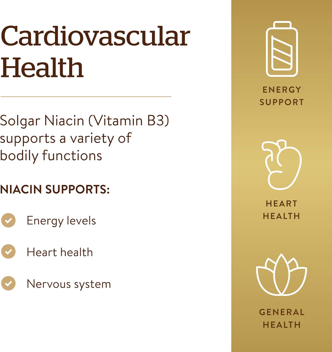 Solgar Niacin (Vitamin B3) 500 mg Capsules - Heart Health & Energy Support - Non-GMO, Vegan, Gluten Free - 250 Servings