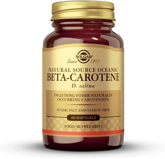 Solgar Oceanic Beta-Carotene Softgels - 25,000 IU for Healthy Vision, Skin, Immune System - Natural Antioxidant - Gluten Free, Dairy Free - 60 Servings
