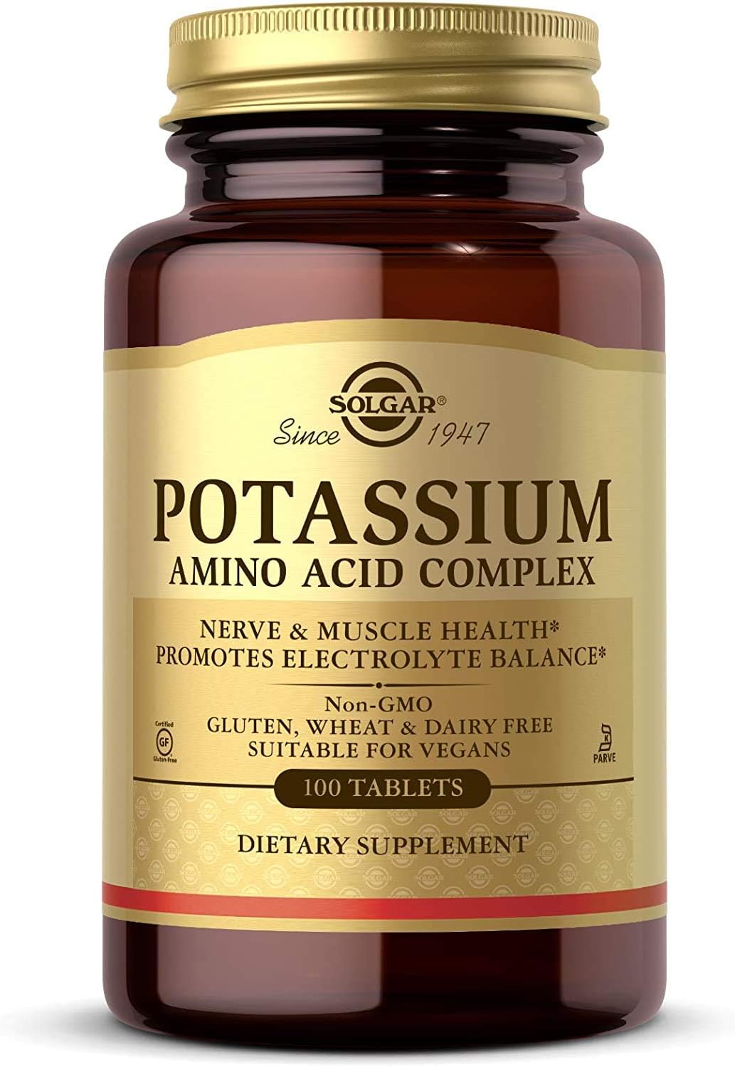 Solgar Potassium Amino Acid Complex Tablets - Supports Nerve & Muscle Health, Electrolyte Balance - Non-GMO, Vegan, Gluten Free - 100 Servings