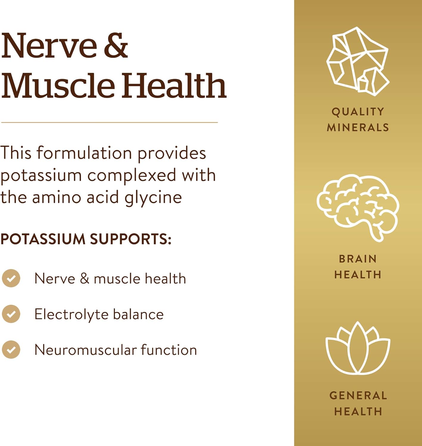 Solgar Potassium Amino Acid Complex Tablets - Supports Nerve & Muscle Health, Electrolyte Balance - Non-GMO, Vegan, Gluten Free - 100 Servings