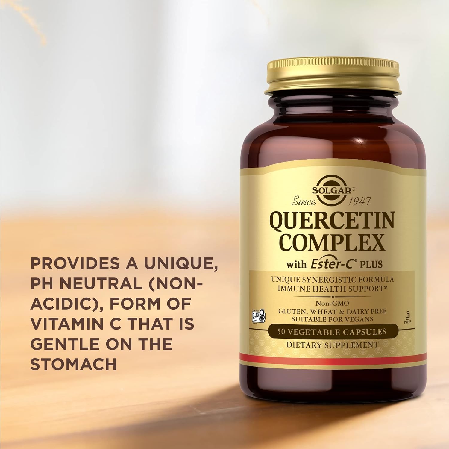 Solgar Quercetin Complex with Ester-C Plus - 50 Capsules - Immune Support, Gentle on Stomach - Vitamin C Supplement - Non-GMO, Vegan, Gluten-Free, Kosher - 25 Servings