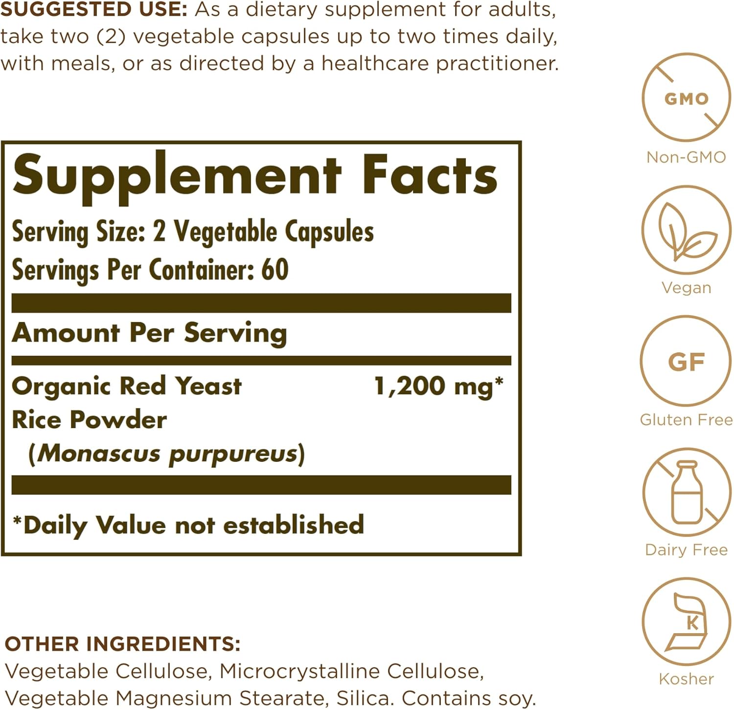 Solgar Red Yeast Rice Capsules - 600 MG, 120 Count - BoostGo Australia