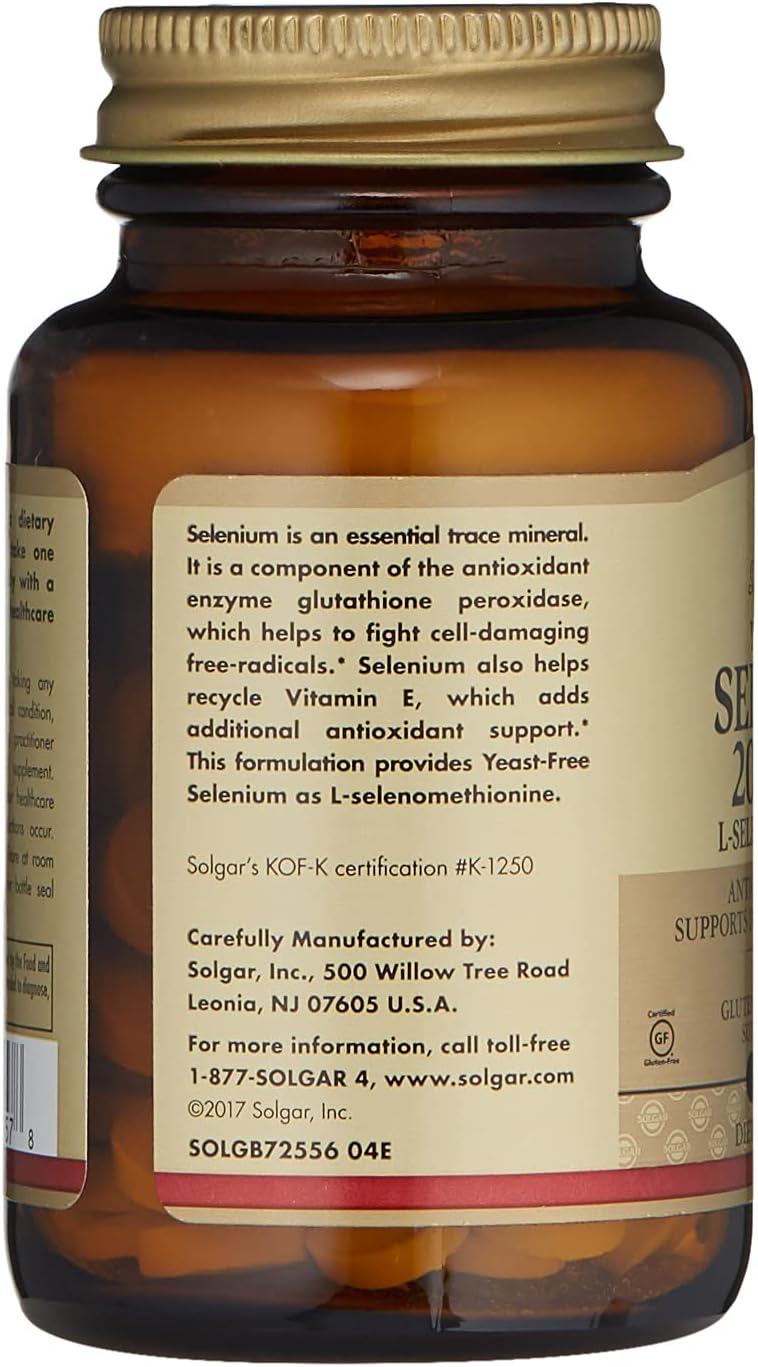 Solgar Selenium 200mcg Tablets - Yeast-free Antioxidant & Immune Support - 100 Servings, 100 Count x 12 Pack