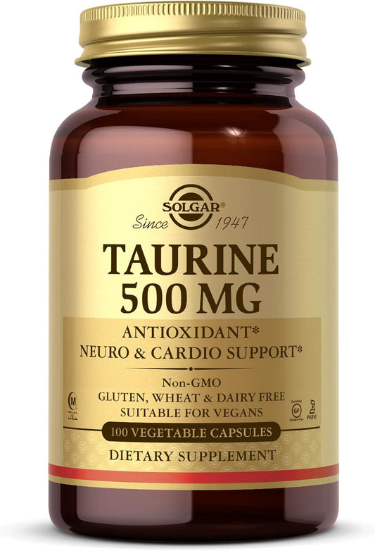 Solgar Taurine 500mg - 100 Vegetarian Capsules for Heart and Eye Health