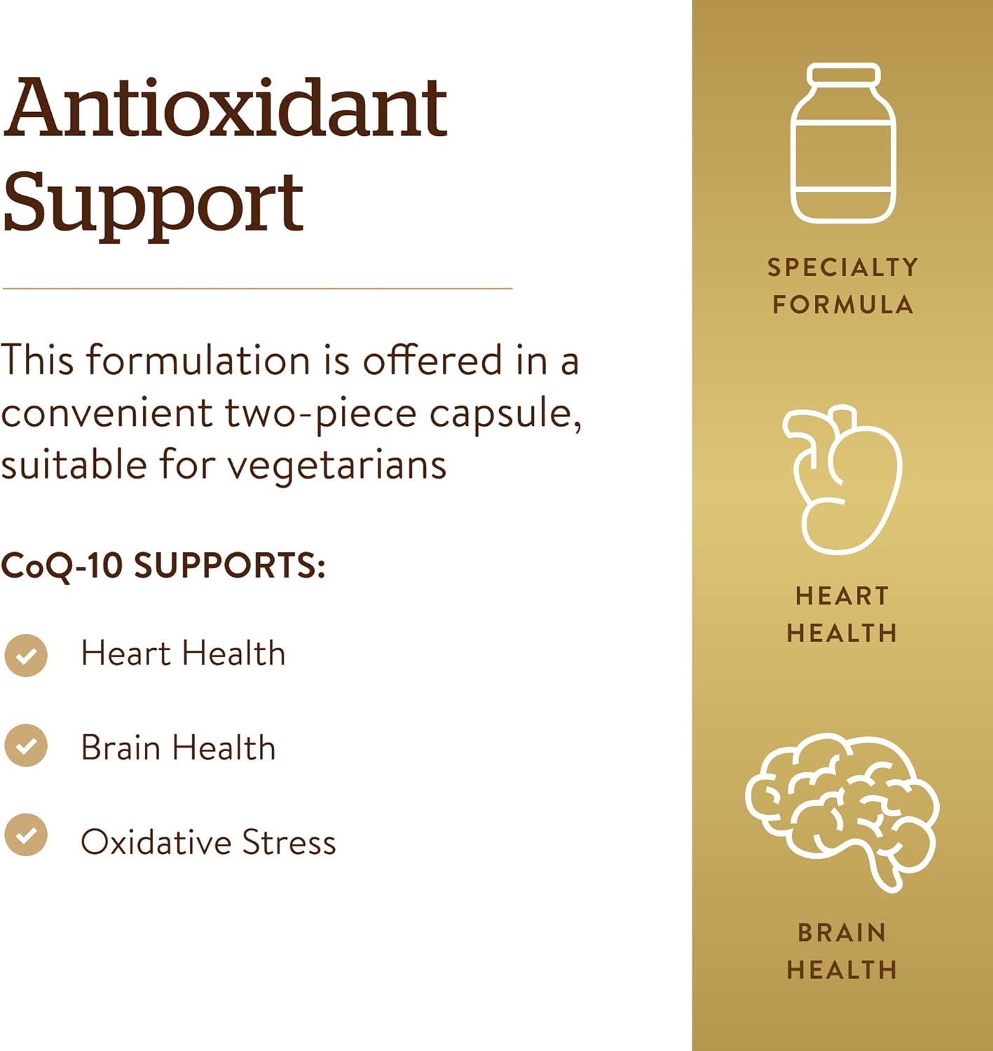 Solgar Vegetarian CoQ-10 Supplement 60mg - Heart Healthy Antioxidant, Non-GMO, Vegan, Gluten-Free, Dairy-Free, Kosher - 180 Capsules