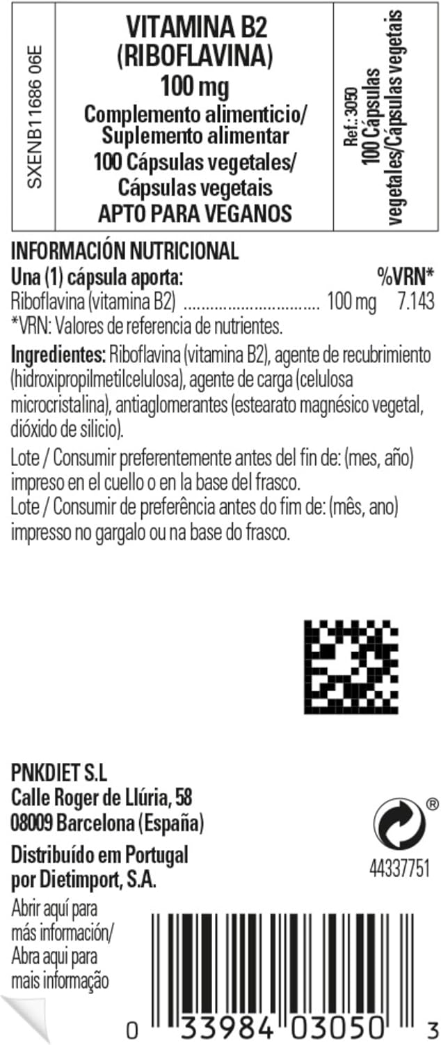 Solgar Vitamin B2 (Riboflavin) 100mg Capsules - Energy & Nervous System Support - Non-GMO, Vegan, Gluten Free - 100 Servings