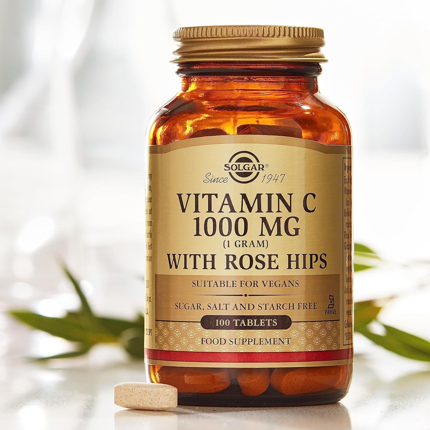 Solgar Vitamin C 1500mg Tablets with Rose Hips - Antioxidant & Immune Support for Skin & Joints - Non GMO, Vegan, Gluten Free - 180 Servings