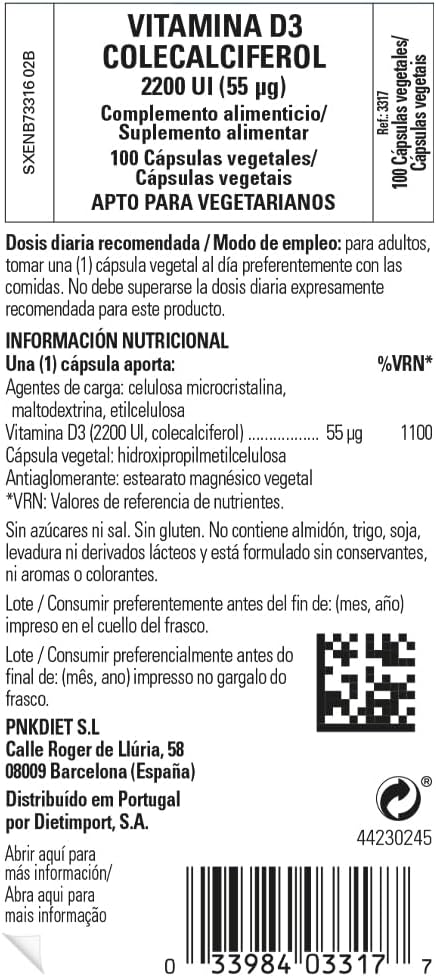 Solgar Vitamin D3 Capsules - 55 mcg (2200 IU) - Bone, Teeth, & Immune Support - Non-GMO, Gluten Free - 100 Servings