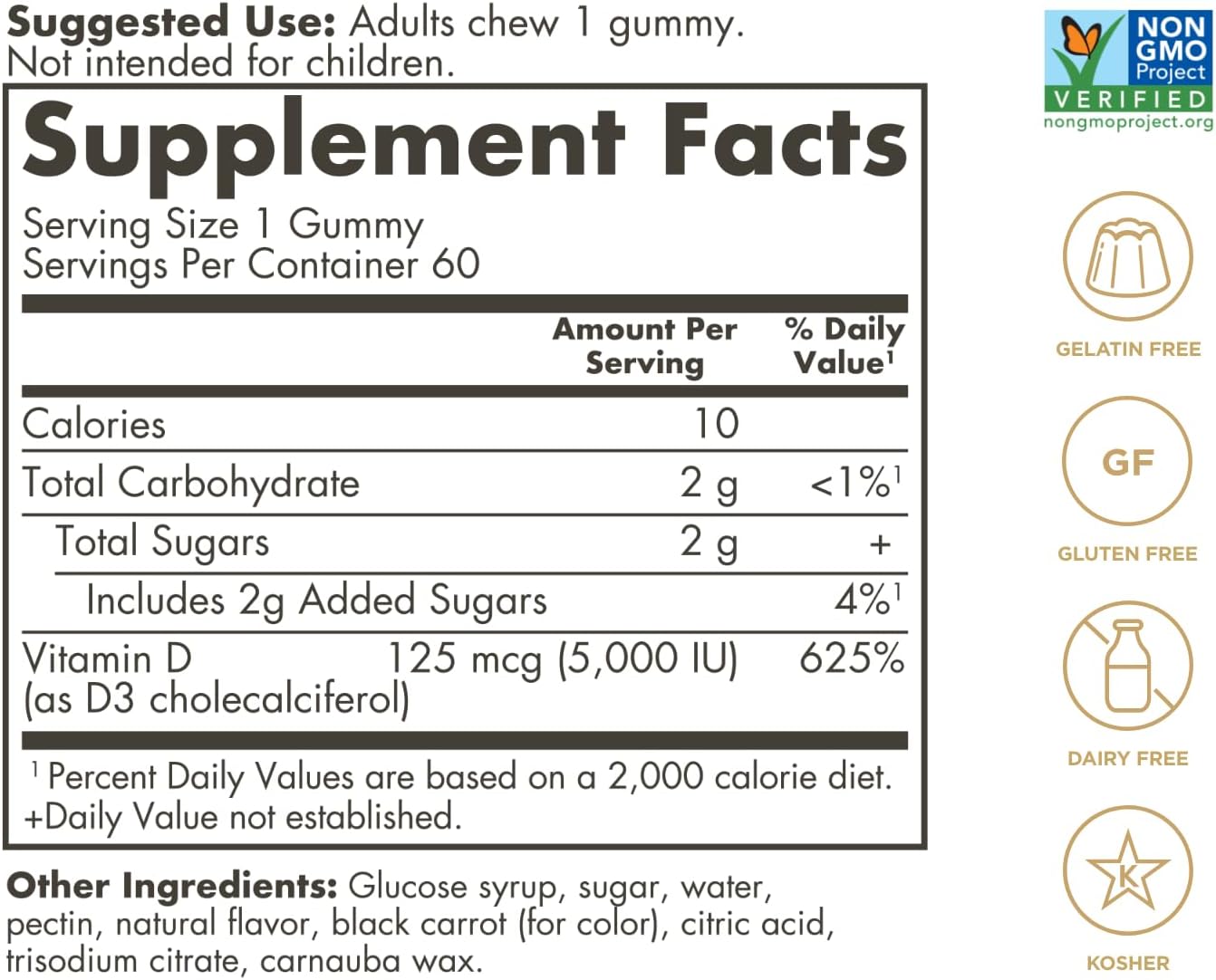 Solgar Vitamin D3 Gummies 5000IU for Adults - Immune System Support - Strawberry Flavor - Gluten & Gelatin Free - 2 Month Supply - BoostGo Australia