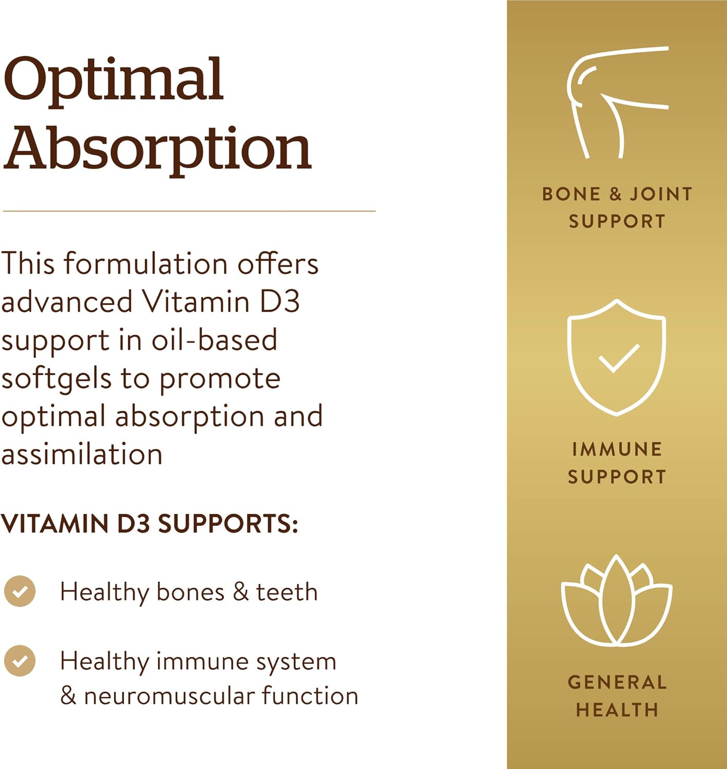 Solgar Vitamin D3 Softgels 250 MCG (10,000 IU) - Bone & Teeth Health - Immune System Support - Non GMO, Gluten Free, Dairy Free - 120 Servings - BoostGo Australia