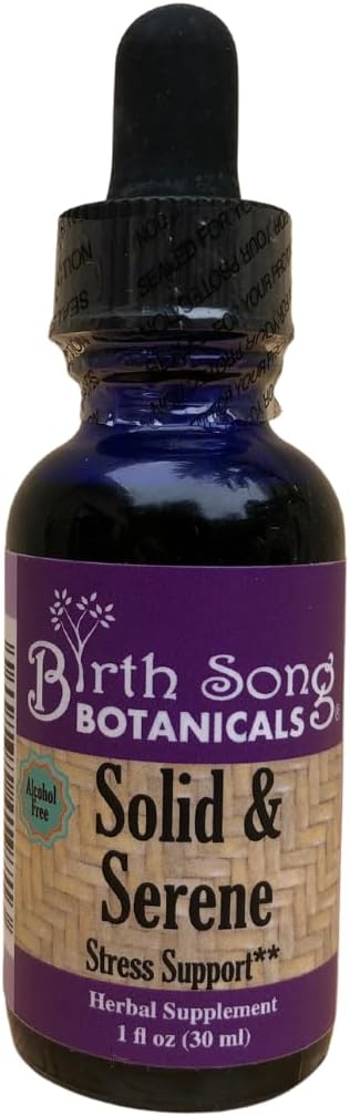 Solid & Serene Herbal Stress Support Tincture with Passionflower - Natural Relaxation Drops (1 oz)
