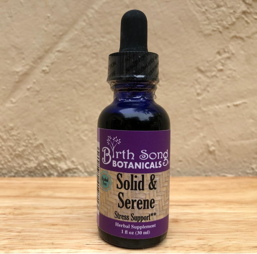 Solid & Serene Herbal Stress Support Tincture with Passionflower - Natural Relaxation Drops (1 oz)