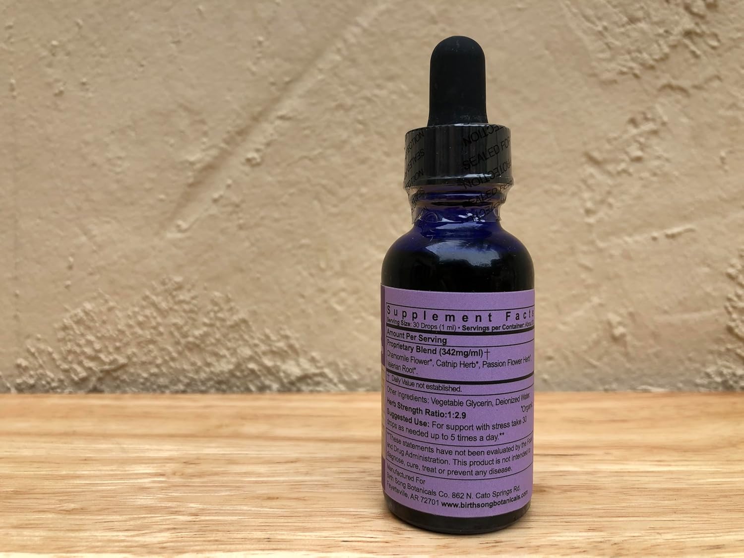 Solid & Serene Herbal Stress Support Tincture with Passionflower - Natural Relaxation Drops (1 oz)