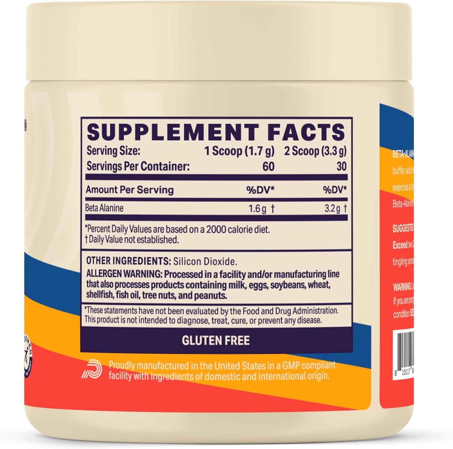 Solos Beta Alanine: Unflavored Podium Nutrition Supplement for Athletic Performance, 60 Servings