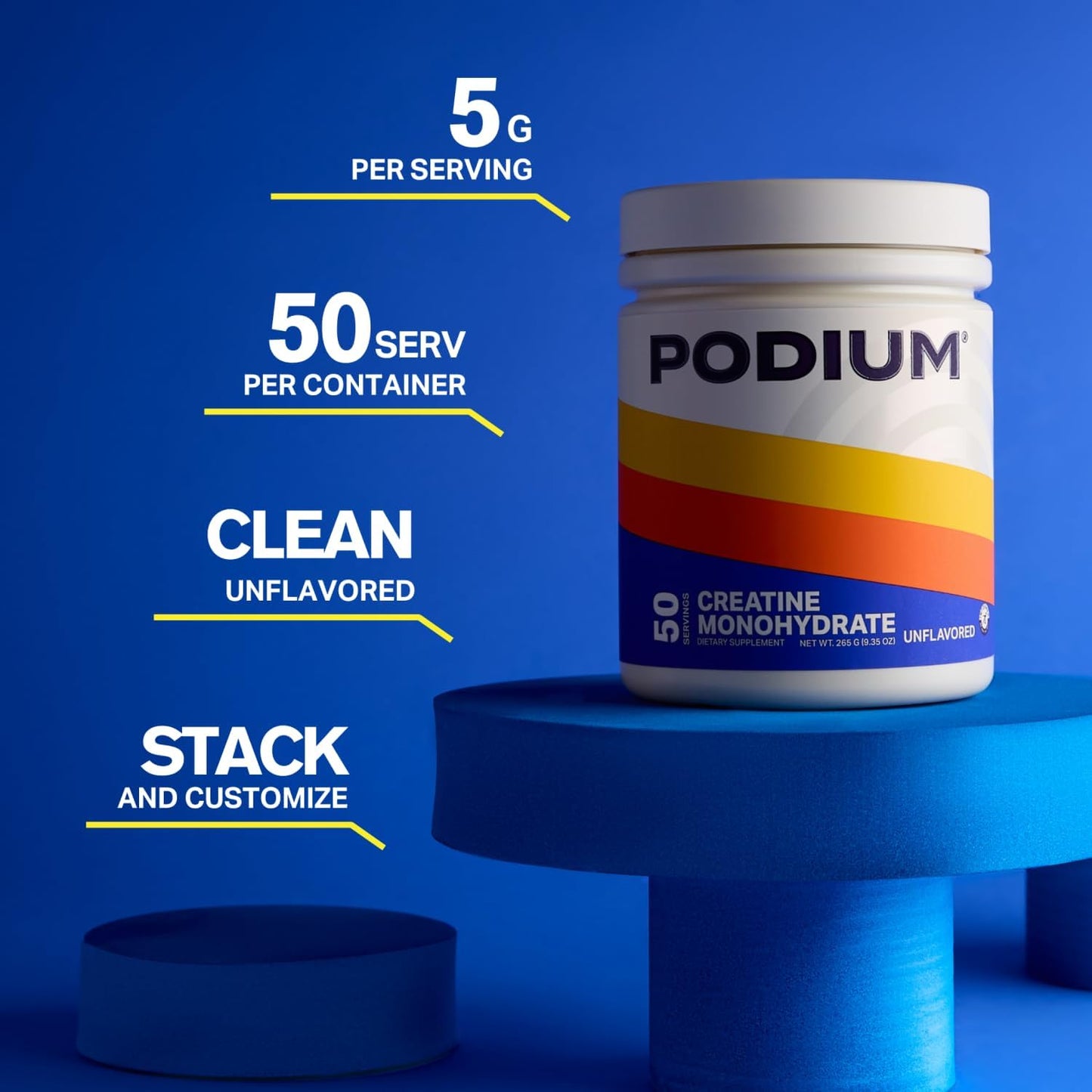 Solos Podium Nutrition Creatine Monohydrate Supplement - 50 Servings, Unflavored for Athletic Performance Boost - BoostGo Australia