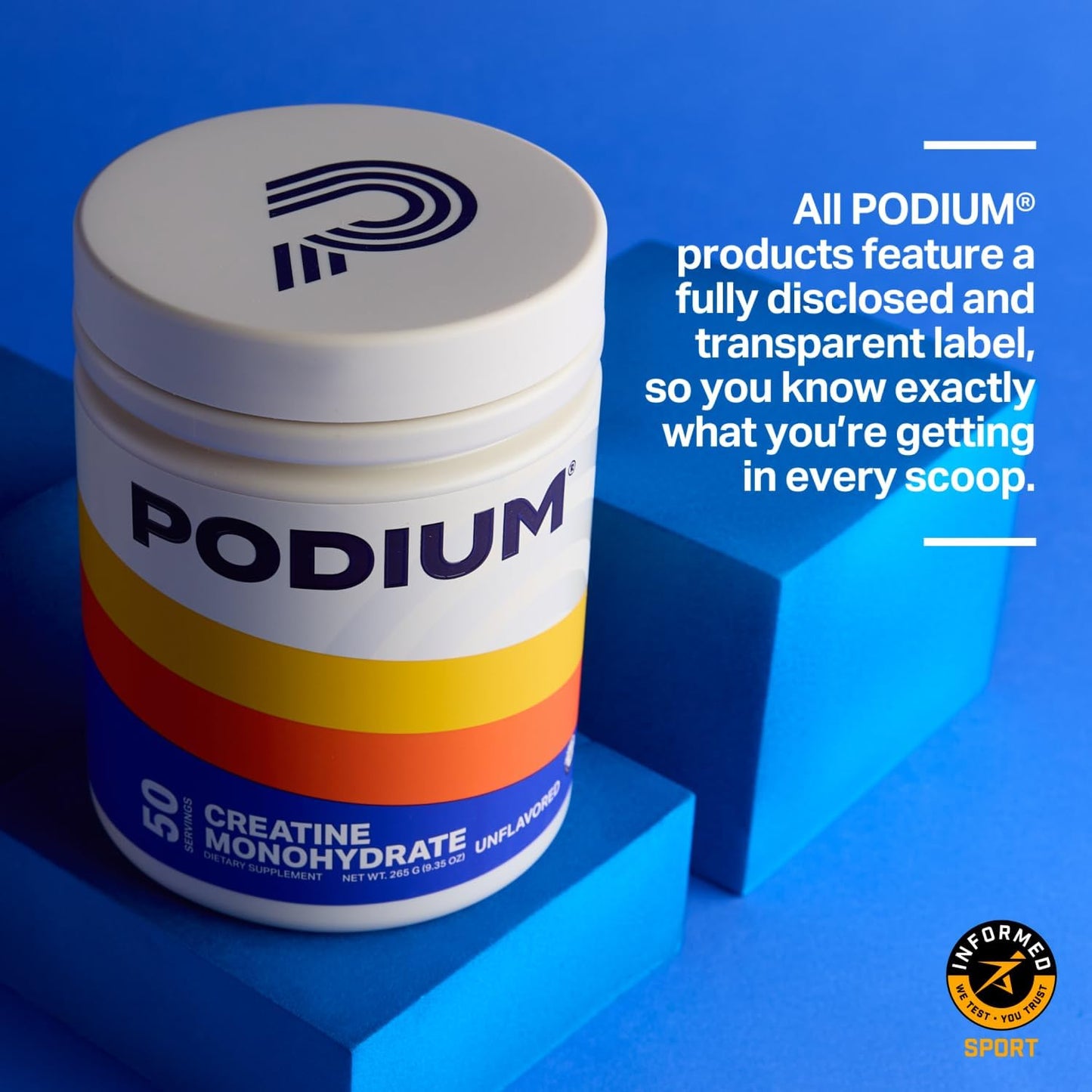 Solos Podium Nutrition Creatine Monohydrate Supplement - 50 Servings, Unflavored for Athletic Performance Boost - BoostGo Australia