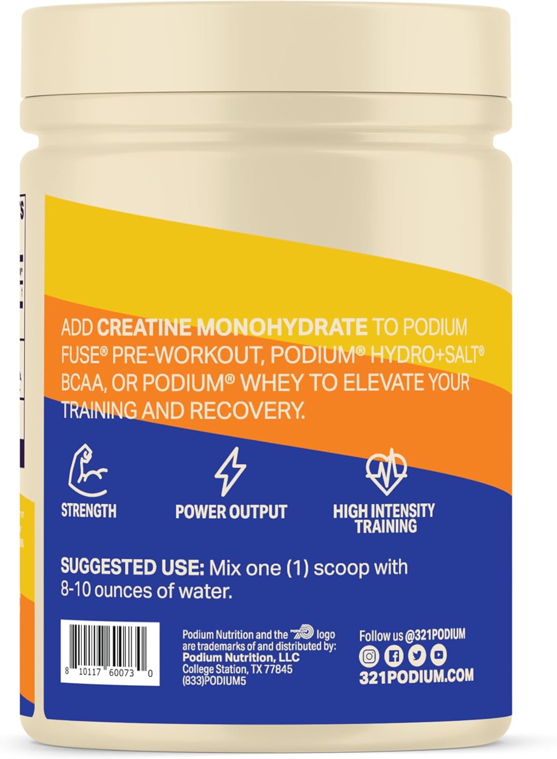 Solos Podium Nutrition Creatine Monohydrate Supplement - 50 Servings, Unflavored for Athletic Performance Boost - BoostGo Australia