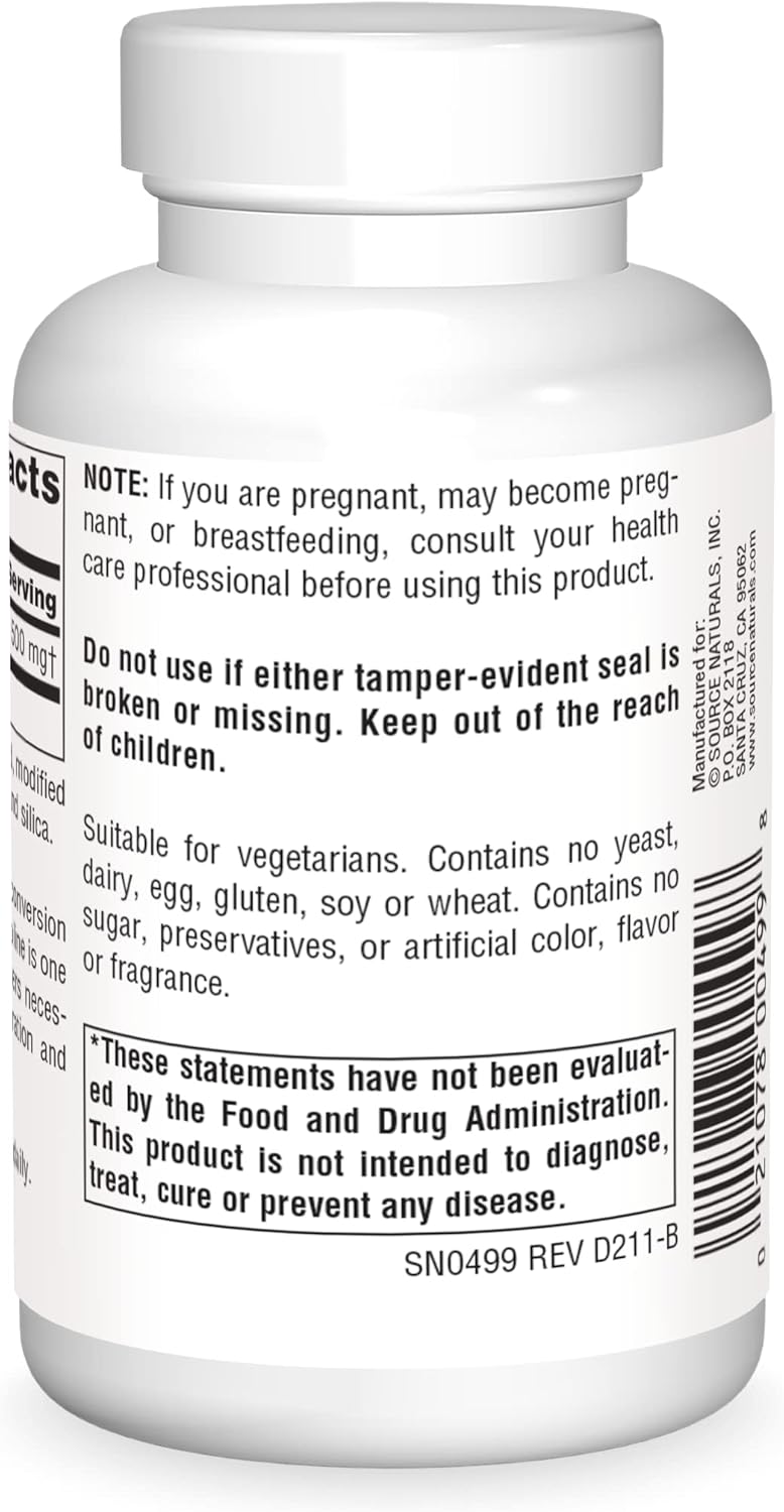 Source Naturals Acetyl L-Carnitine 500mg - 60 Tablets for Cognitive Support and Energy Boost