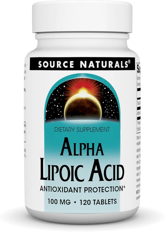 Source Naturals Alpha Lipoic Acid 100mg - 120 Tablets for Healthy Sugar Metabolism, Liver Function, Energy Generation