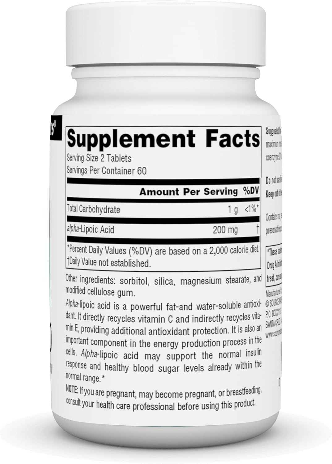 Source Naturals Alpha Lipoic Acid 100mg - 120 Tablets for Healthy Sugar Metabolism, Liver Function, Energy Generation