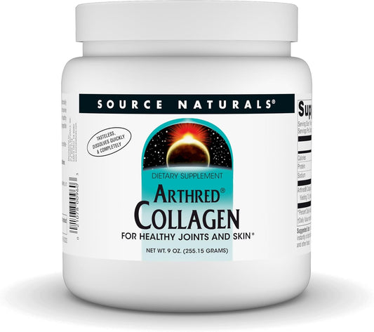Source Naturals Arthred Collagen Protein Powder - Unflavored Hydrolyzed Peptides for Bone, Joint, and Skin Health - Anti Aging Support - 9 oz (30 Servings)