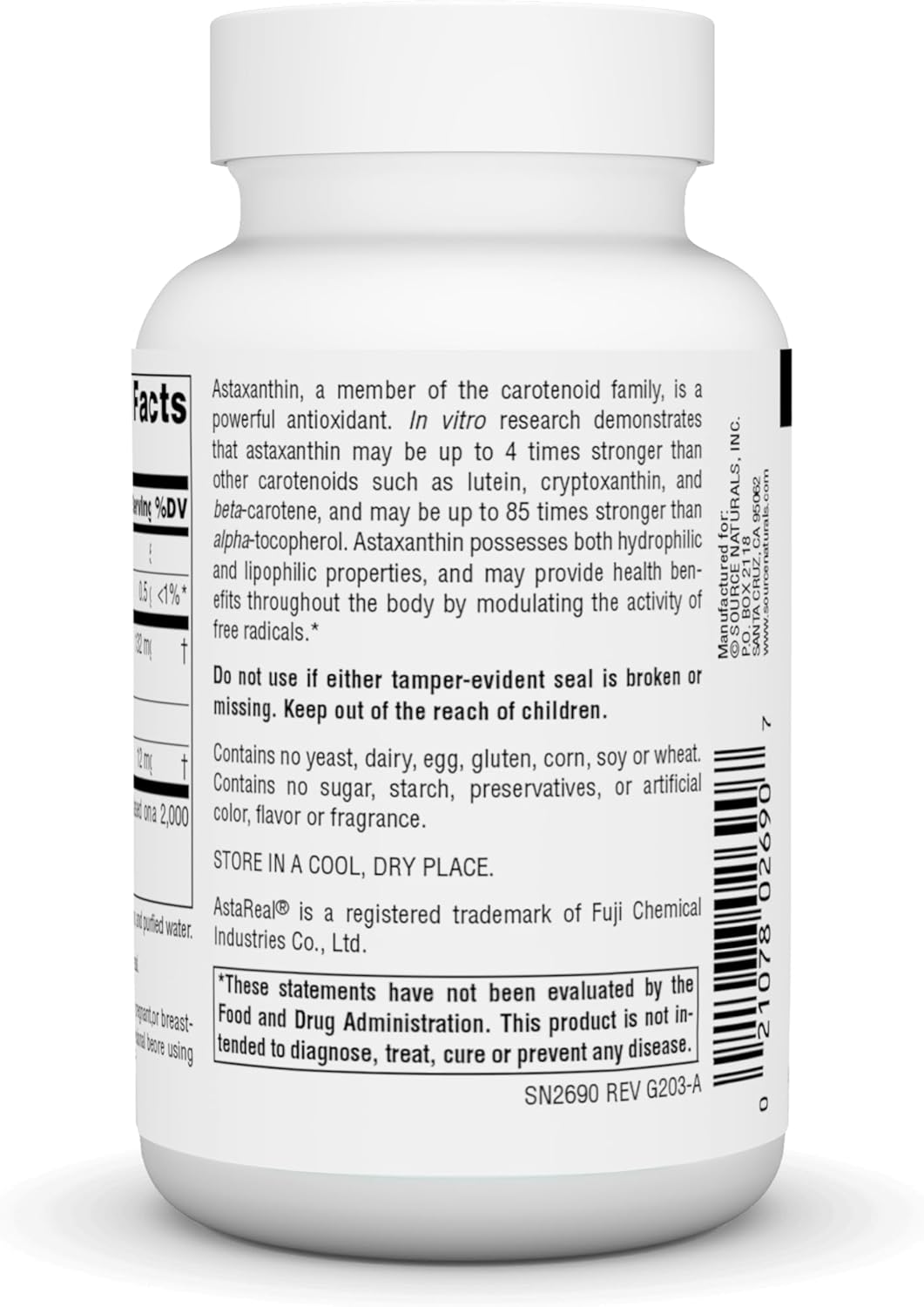 Source Naturals Astaxanthin 12mg - 90 Softgels for Antioxidant Support