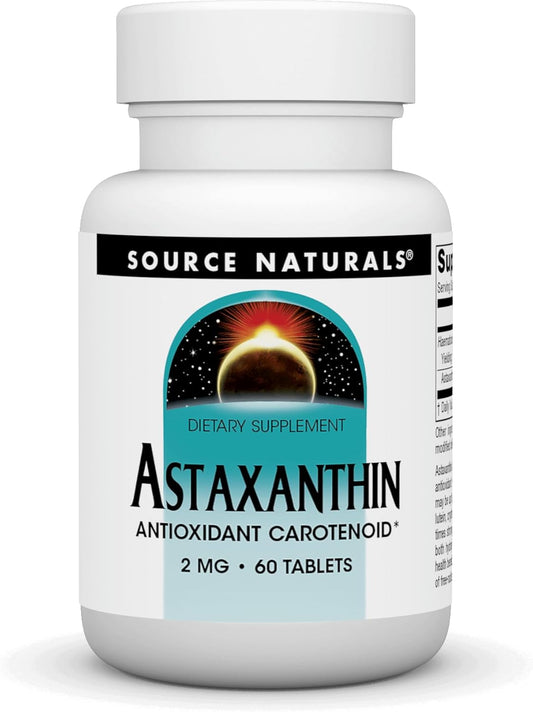 Source Naturals Astaxanthin 2mg Tablets - Powerful Antioxidant Carotenoid Supplement