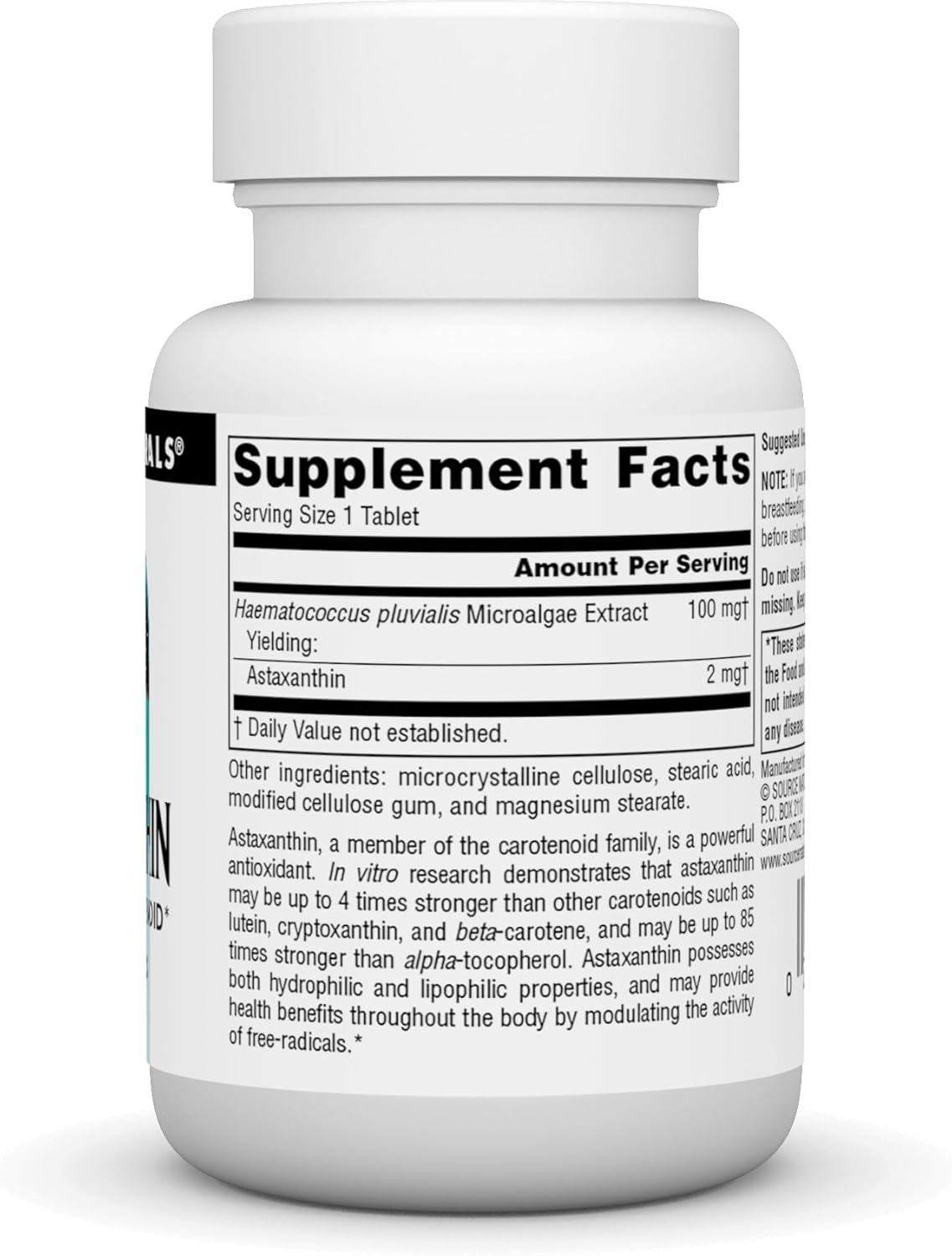 Source Naturals Astaxanthin 2mg Tablets - Powerful Antioxidant Carotenoid Supplement