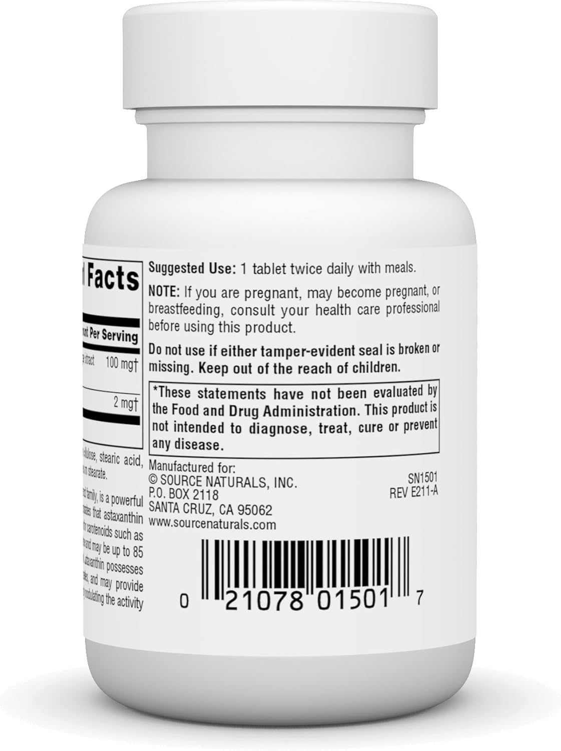 Source Naturals Astaxanthin 2mg Tablets - Powerful Antioxidant Carotenoid Supplement