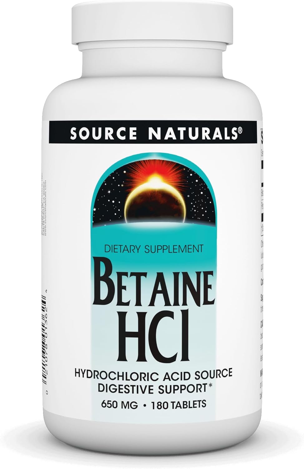 Source Naturals Betaine HCl 650mg - 180 Tablets for Digestive Health