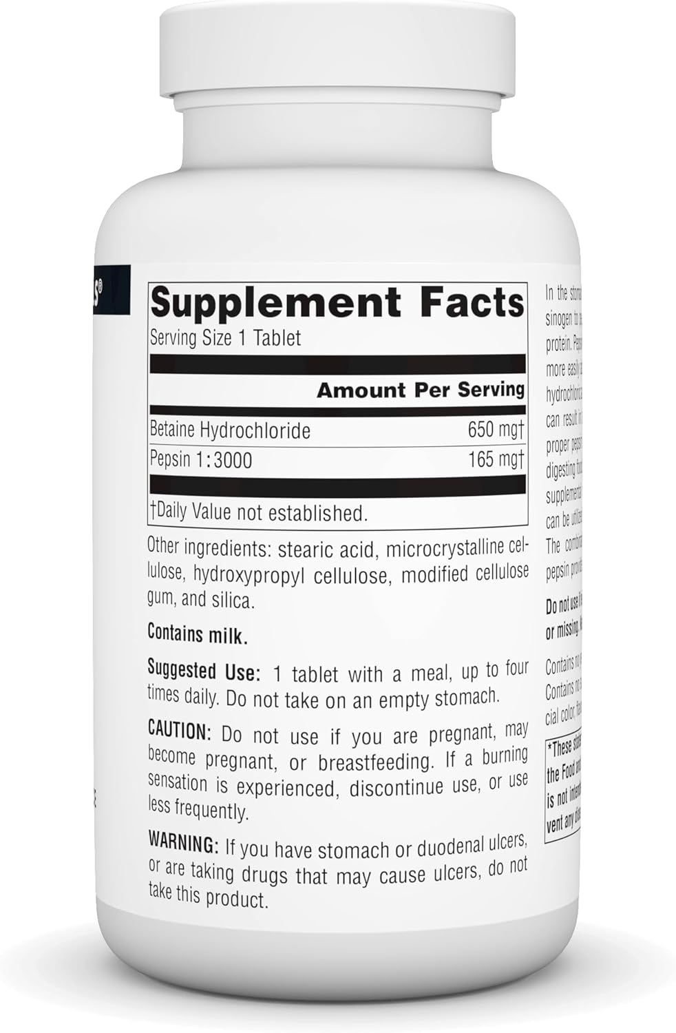 Source Naturals Betaine HCl 650mg - 180 Tablets for Digestive Health