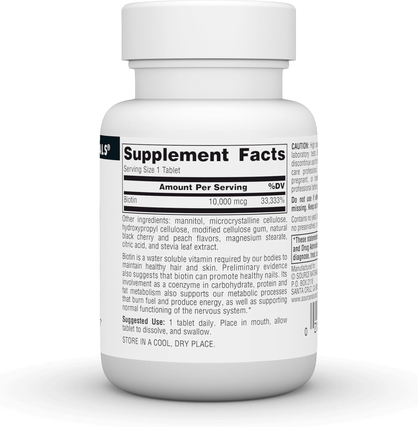 Source Naturals Biotin Fast Melt Tablets for Hair, Skin, and Nails Support - 10,000 mcg, 60 Tablets