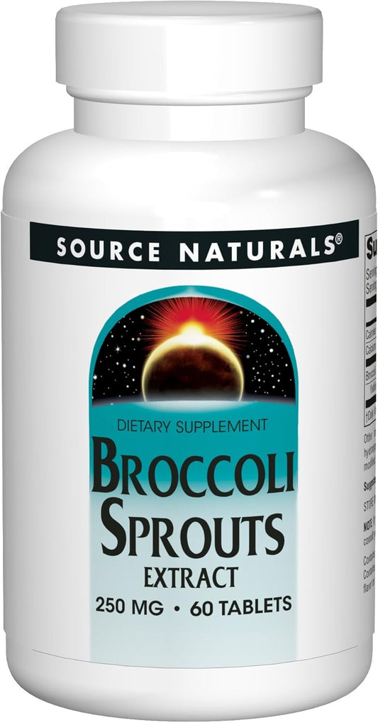 Source Naturals Broccoli Sprout Extract Tablets - 250mg Superfood Supplement with Sulforaphane, Fiber, and Calcium - 60 Count
