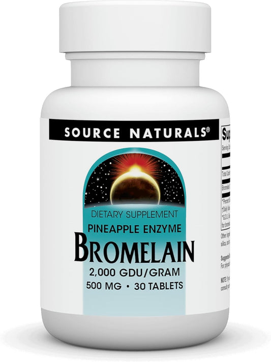 Source Naturals Bromelain 500mg Tablets - 30 Count, High Potency 2000GDU Formula