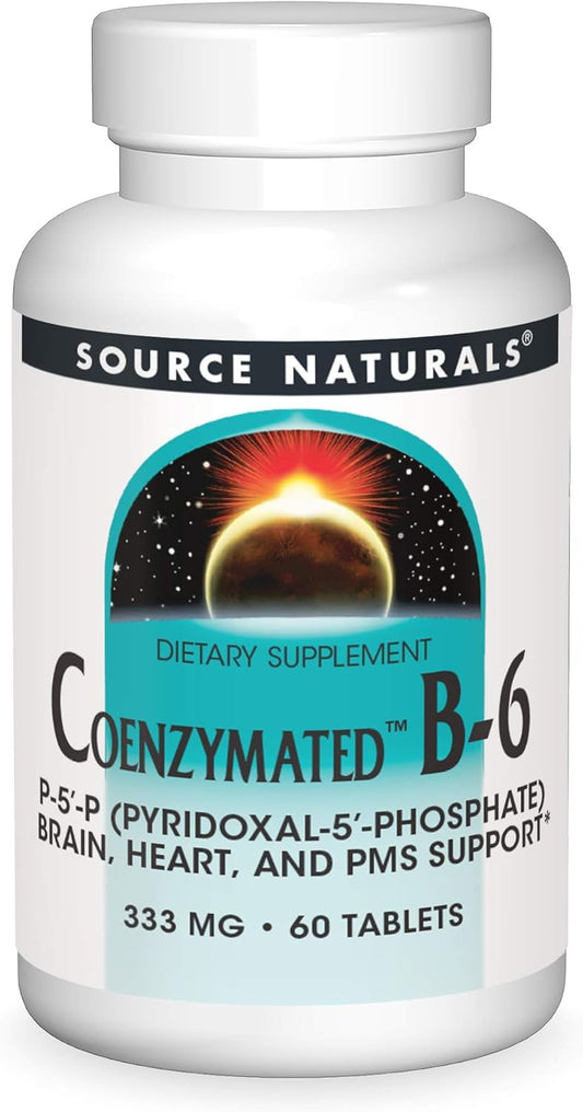Source Naturals Coenzymated B-6 333mg Tablets for Healthy Nervous System Support - 60 Count
