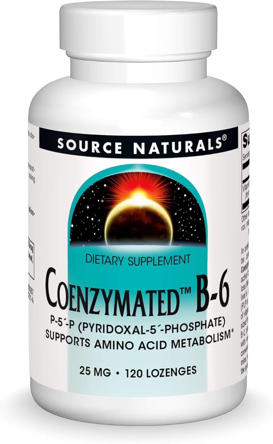 Source Naturals Coenzymated B-6 Lozenges for Amino Acid Metabolism - 120 Quick Dissolve Vitamin Supplements