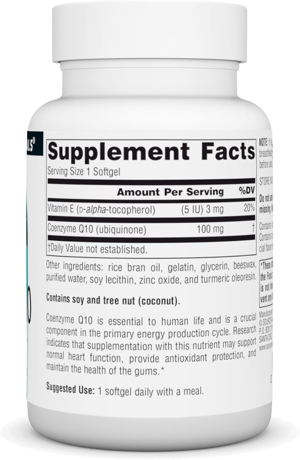Source Naturals Coenzyme Q10 100mg Softgels - Antioxidant Support for Heart, Brain, Immunity, and Liver - 90 Count