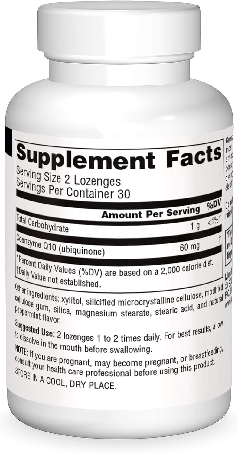 Source Naturals Coenzyme Q10 Lozenges 30mg - Antioxidant Heart, Brain, Immunity, Liver Support - 60 Count