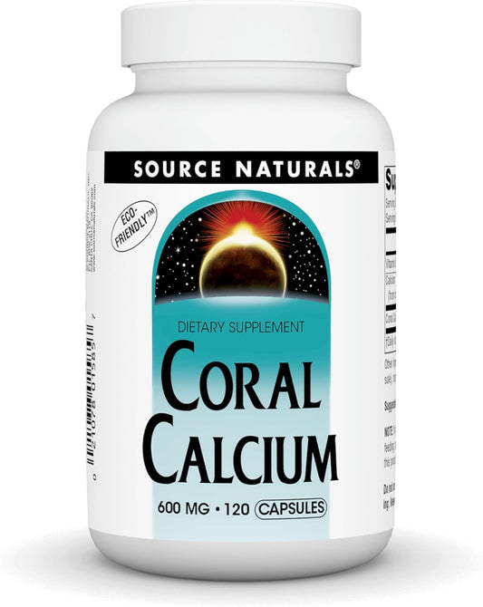 Source Naturals Coral Calcium Supplement - 600mg, 120 Capsules for Bone Health and Mineral Support
