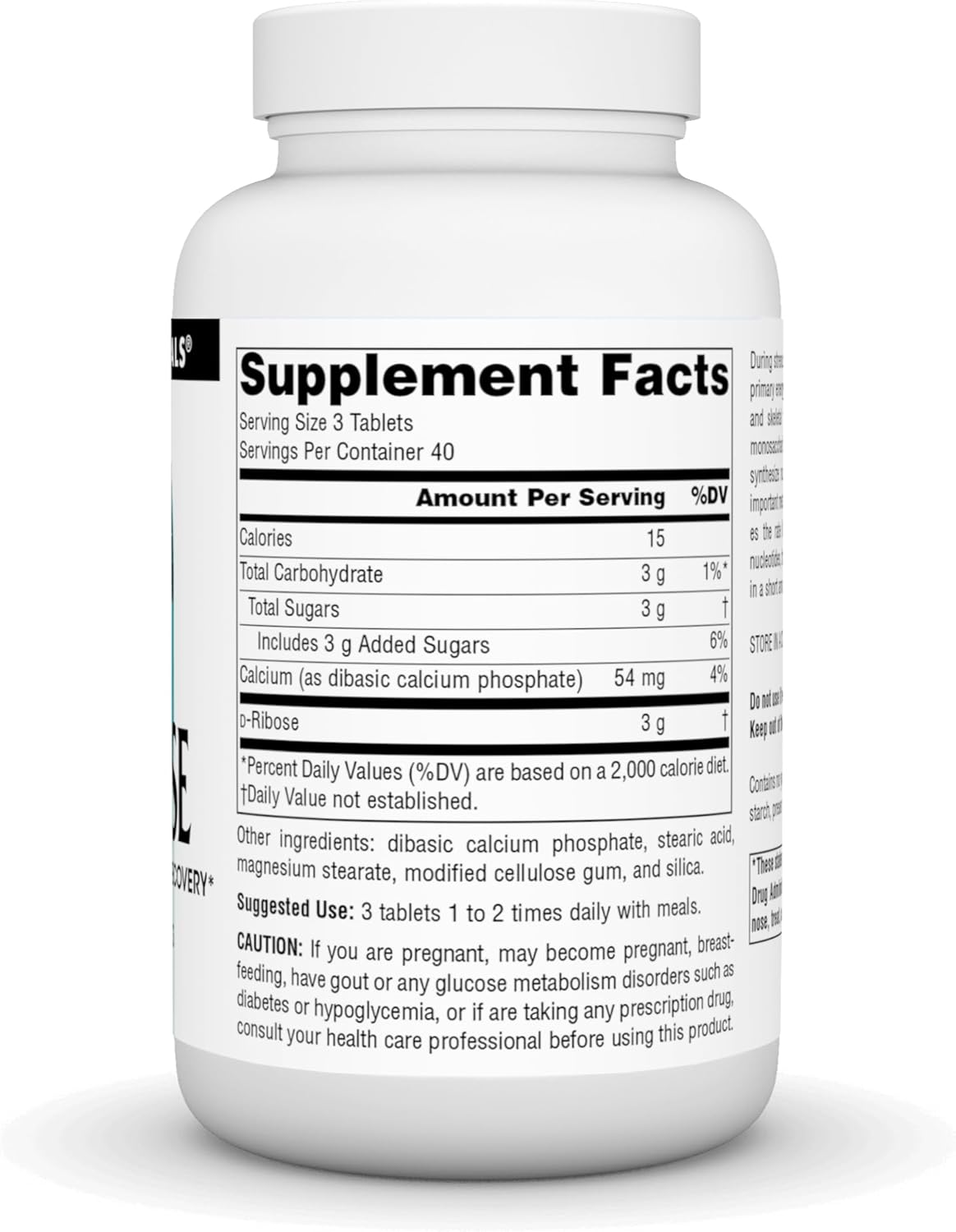 Source Naturals D-Ribose Supplement for Enhanced Workout Performance and Energy Recovery - 120 Tablets