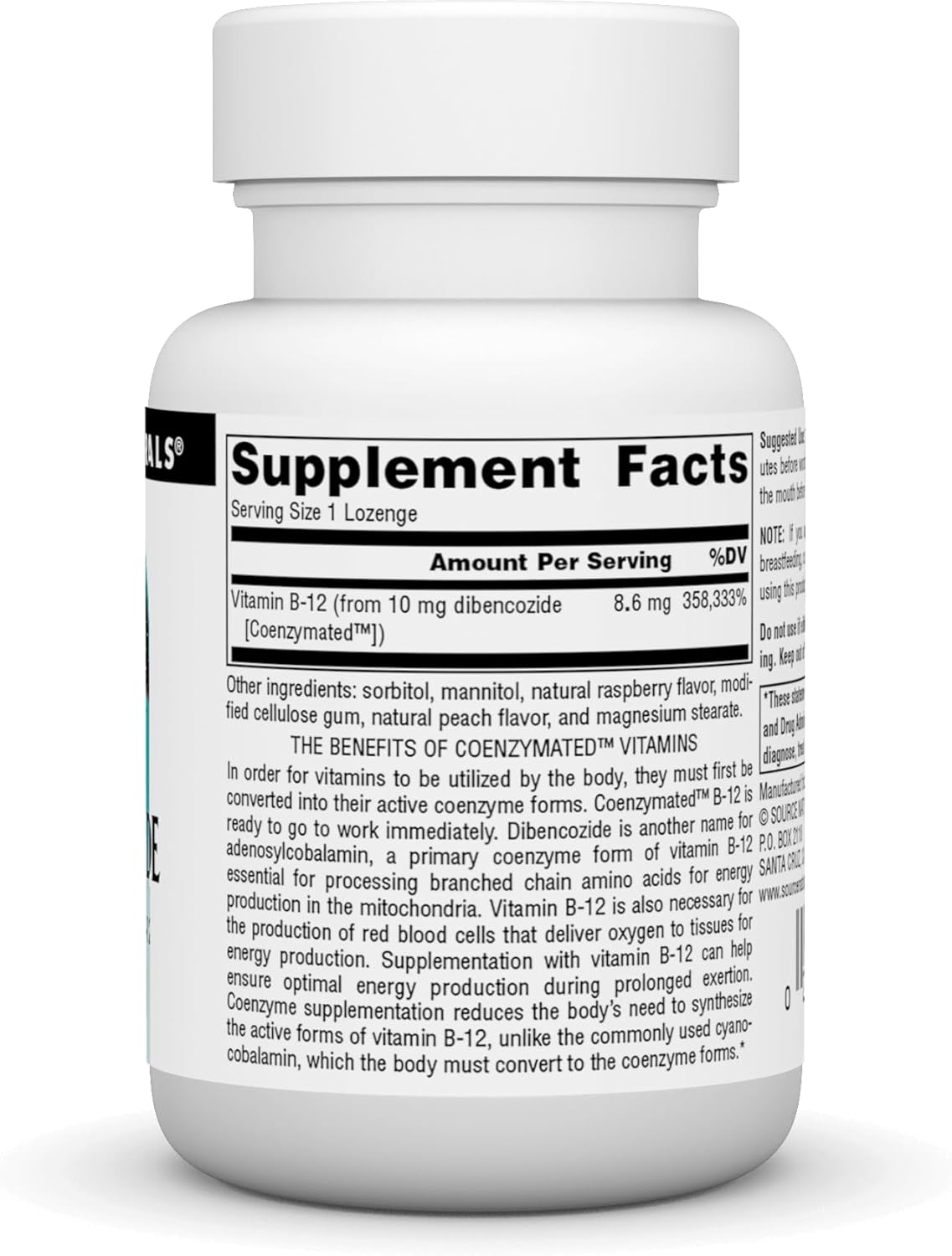 Source Naturals Dibencozide Athletic Series B-12 Coenzymated Supplement - 60 Quick Dissolving Lozenges