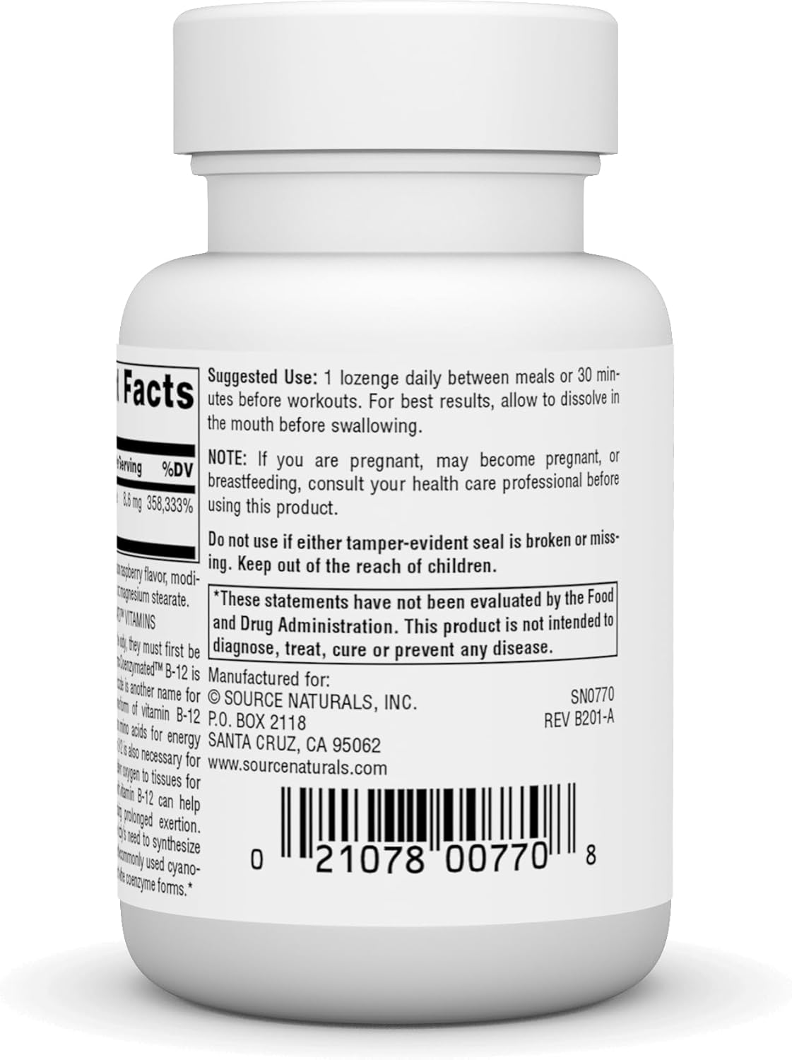 Source Naturals Dibencozide Athletic Series B-12 Coenzymated Supplement - 60 Quick Dissolving Lozenges