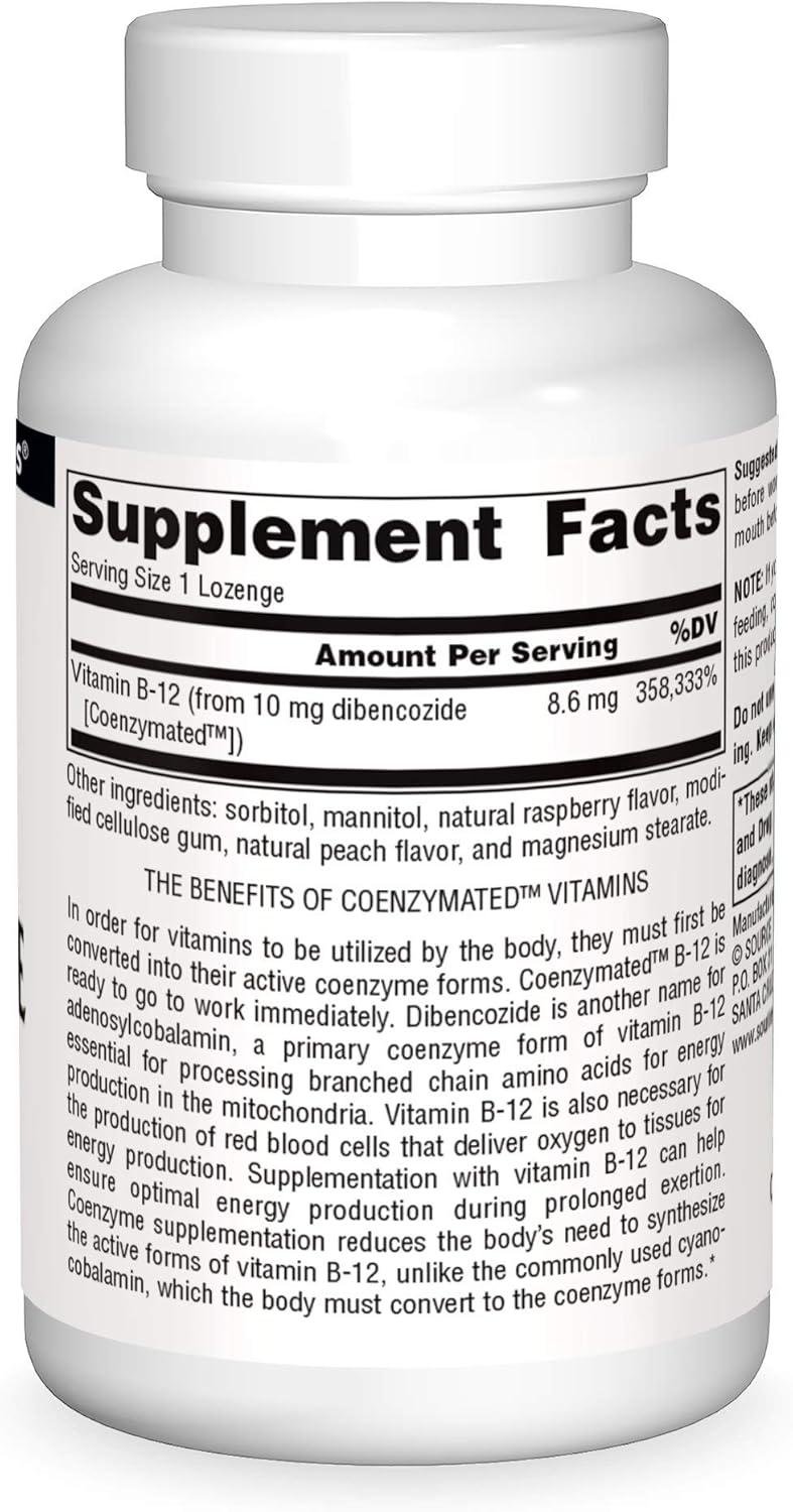 Source Naturals Dibencozide Coenzymated B-12 Athletic Series Lozenges - 120 Quick Dissolving Dietary Supplement